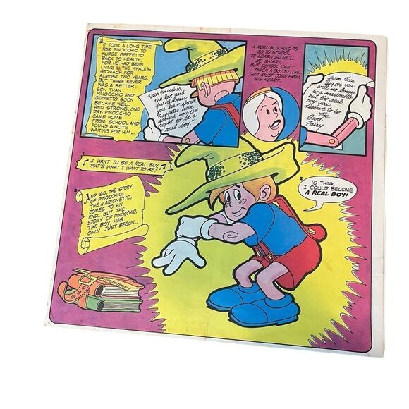 RARE DISNEY PINOCCHIO BOOK/STORY & VINYL 12” LP RECORD SET VINTAGE COLLECTIBLE - Picture 7 of 7